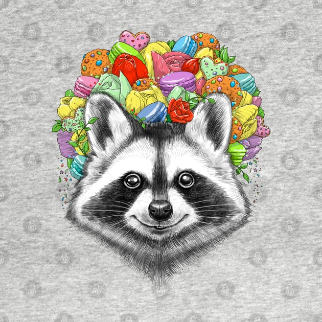 raccoon with a bouquet by NikKor